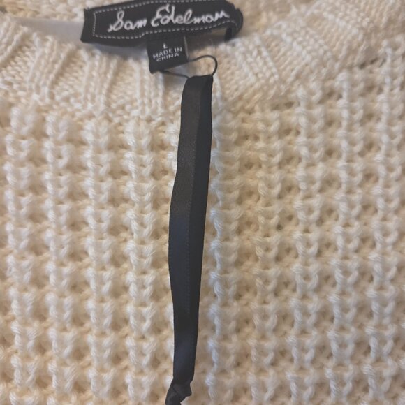 Sam Edelman Wool Blend Cream Chunky Waffle Knit, Size L - Picture 3 of 3